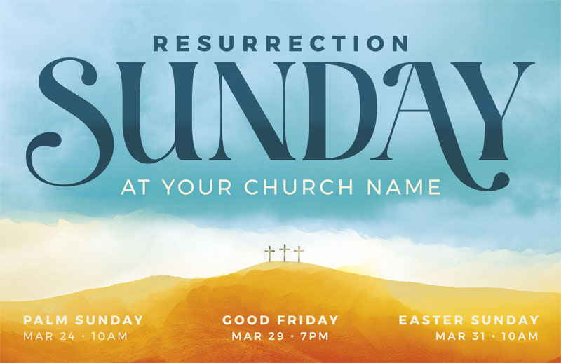Church Postcards, Easter, Resurrection Sunday Crosses, 5.5 X 8.5