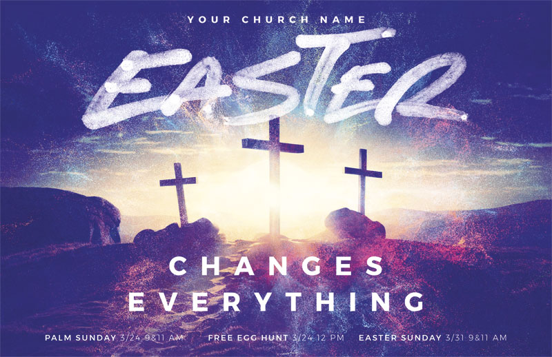 Church Postcards, Easter, Easter Changes Everything Crosses, 5.5 X 8.5