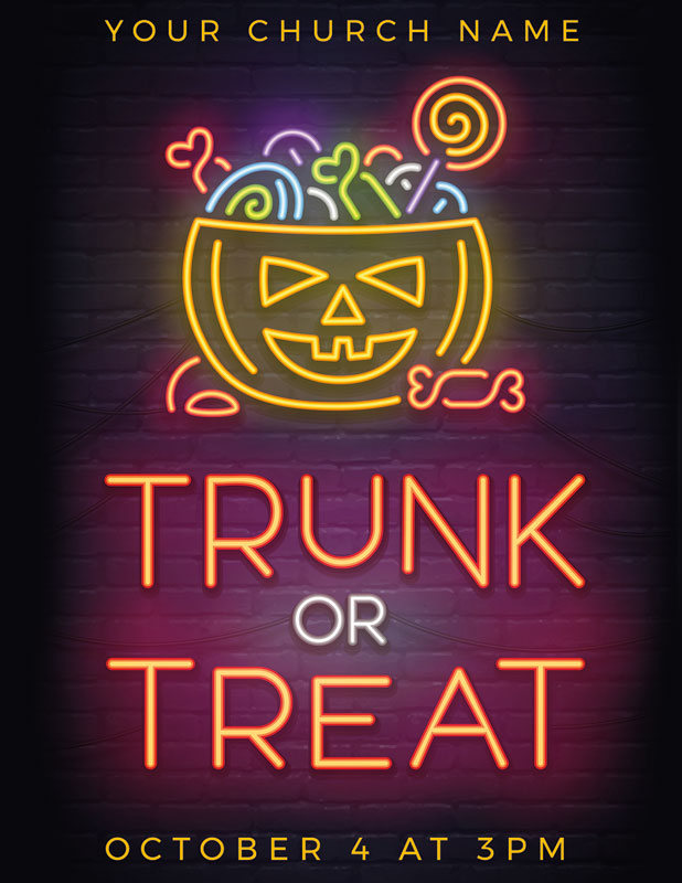 InviteCards, Fall - General, Trunk or Treat Neon, 4.25 x 5.5