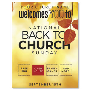 Back to Church Welcomes You Orange Leaves ImpactMailers
