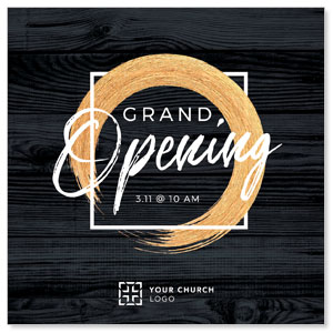 Grand Opening Black Wood 3.75" x 3.75" Square InviteCards