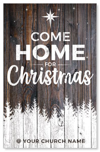 Dark Wood Christmas Come Home Medium InviteCards