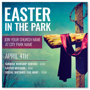 Easter In Park Blue 3.75" x 3.75" Square InviteCards
