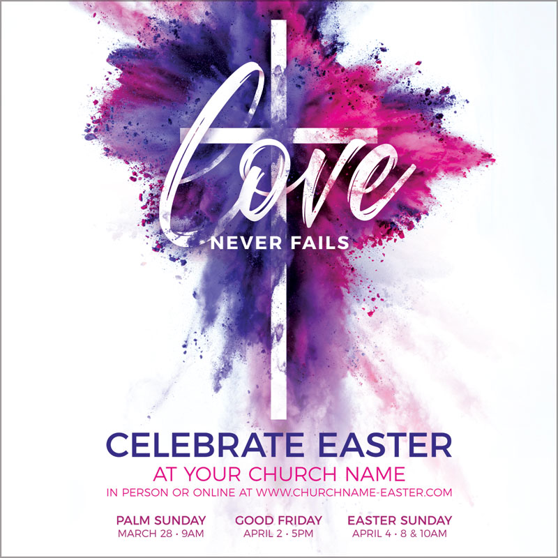 InviteCards, Easter, Love Never Fails, 3.75 x 3.75