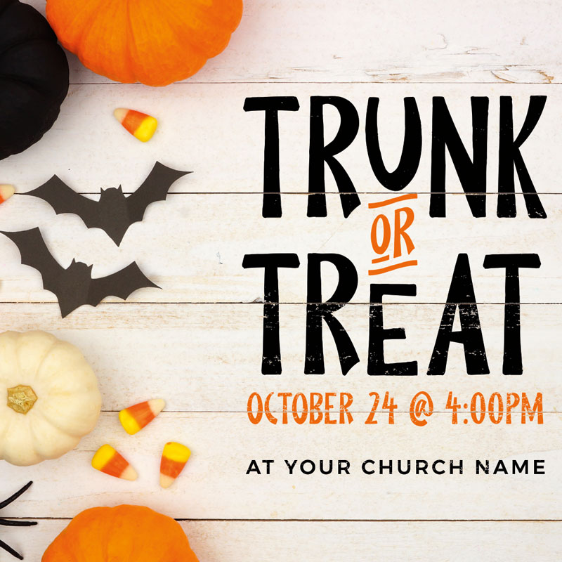 InviteCards, Fall - General, Trunk or Treat White Wood, 3.75 x 3.75