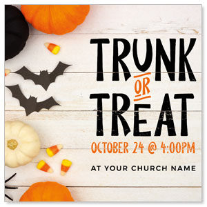 Trunk or Treat White Wood 3.75" x 3.75" Square InviteCards