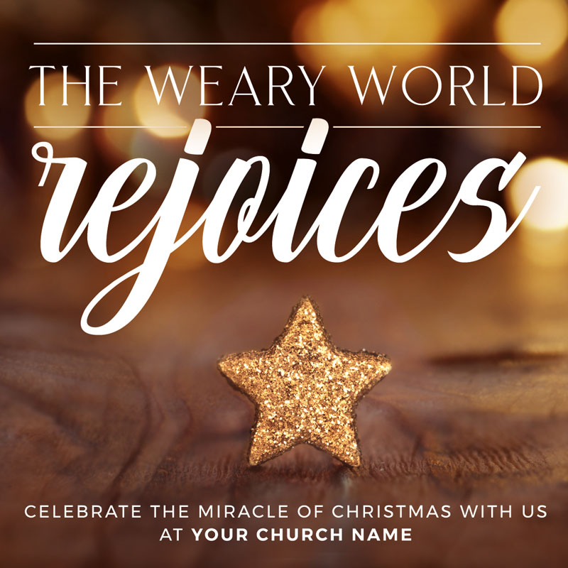 InviteCards, Christmas, The Weary World Rejoices, 3.75 x 3.75