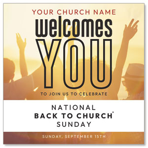 Back to Church Welcomes You Orange 3.75" x 3.75" Square InviteCards