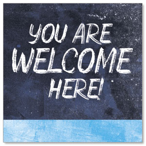 Blue Revival Welcome Here Invite 2.5" x 2.5" Small Square