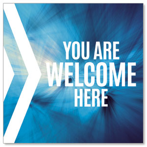 Chevron Blue Welcome Here Invite 2.5" x 2.5" Small Square