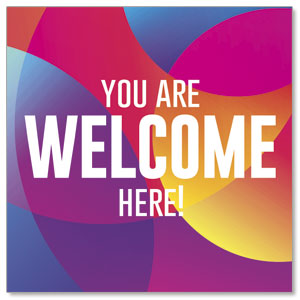 Curved Colors Welcome Here Invite 2.5" x 2.5" Small Square