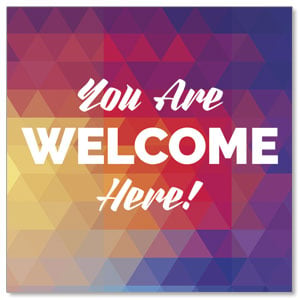 Geometric Bold Welcome Here Invite 2.5" x 2.5" Small Square