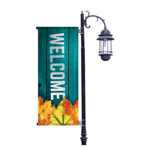 Blue Wood Bright Leaves Light Pole Banners