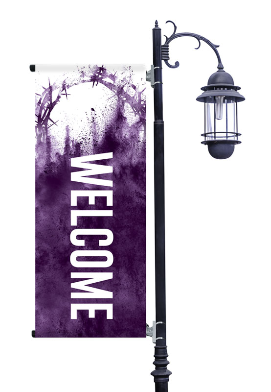 Banners, Easter, Purple Powder Crown, 2' x 5'