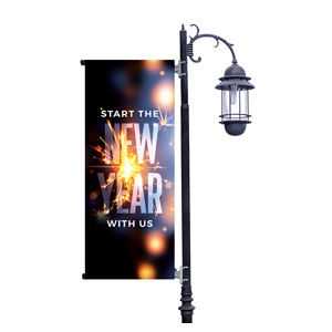 New Year Sparkler Light Pole Banners