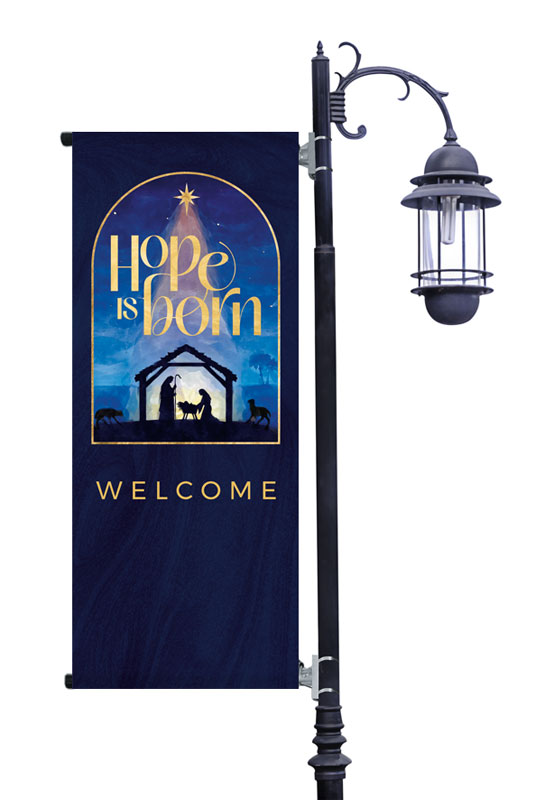 Banners, Christmas, Hope Is Born Nativity, 2' x 5'