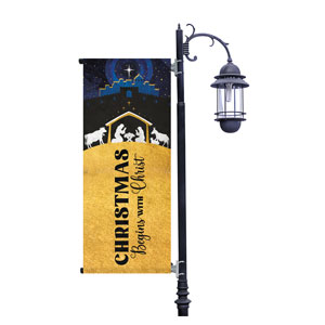 Nativity Begins with Christ Light Pole Banners