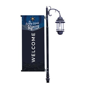Weary World Rejoices Blue Light Pole Banners