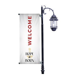 Hope is Born Manger Light Pole Banners