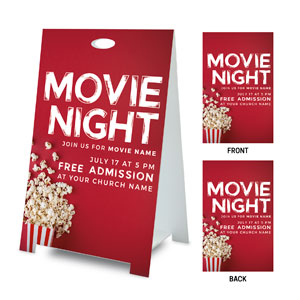 Movie Night Popcorn Coroplast A-Frame