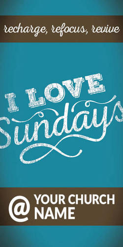Church Postcards, I Love Sundays, I Love Sundays At XLarge Postcard, 5.5 x 11