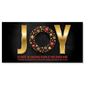 Gold Joy Wreath 11" x 5.5" Oversized Postcards