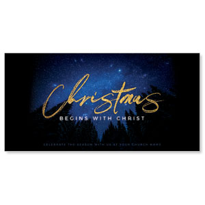 Night Sky Gold Script Christmas 11" x 5.5" Oversized Postcards