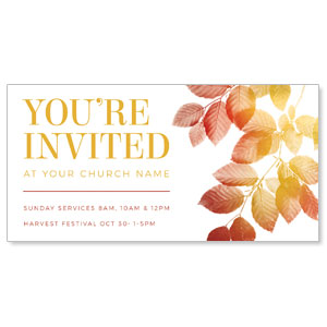 You're Invited Fall Leaves 11" x 5.5" Oversized Postcards