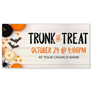Trunk or Treat White Wood 11" x 5.5" Oversized Postcards