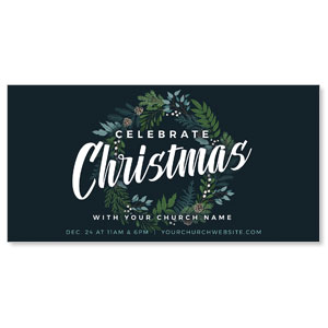 Christmas Floral Wreath 11" x 5.5" Oversized Postcards