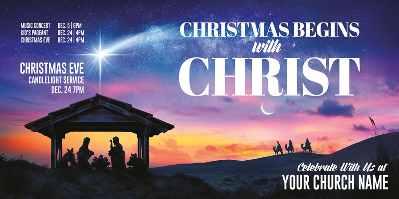 Church Postcards, Christmas, Christmas Begins Star, 5.5 x 11