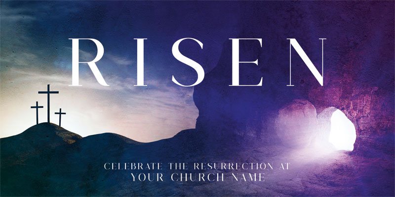 Church Postcards, Easter, Risen Cross Tomb, 5.5 x 11