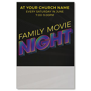 Family Movie Night Neon Posters