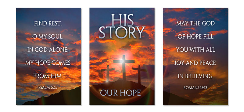 Wall Art, Easter, His Story Our Hope Triptych, 23 x 34.5