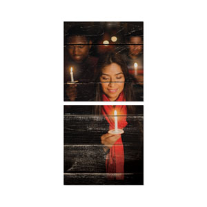 Mod Candle Girl Pair 23" x 23" Rigid Wall Art