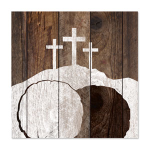 Mod Three Crosses Tomb 23" x 23" Rigid Wall Art