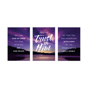 Romans 15:13 Triptych 23" x 34.5" Rigid Wall Art