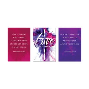 Love Never Fails Triptych 23" x 34.5" Rigid Wall Art