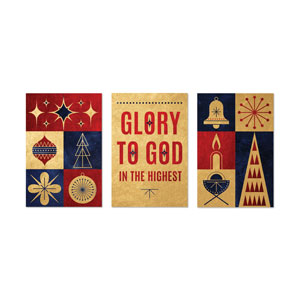 Celebrate Christmas Icons Triptych 23" x 34.5" Rigid Wall Art