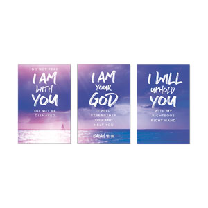 Ocean Light Isaiah 41:10 Triptych 23" x 34.5" Rigid Wall Art