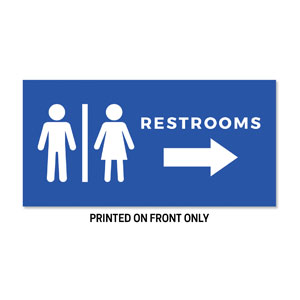 Restrooms Blue 23" x 11.5" Rigid Sign