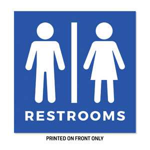 Restrooms Blue 23" x 23" Rigid Sign