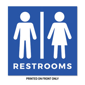 Restrooms Blue 34.5" x 34.5" Rigid Sign