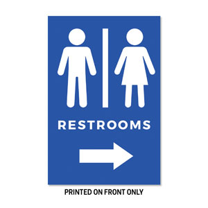 Restrooms Blue 23" x 34.5" Rigid Sign
