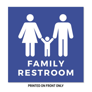 Family Restrooms Blue 23" x 23" Rigid Sign