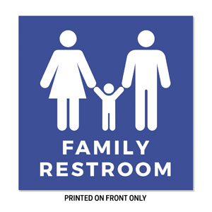 Family Restrooms Blue 34.5" x 34.5" Rigid Sign