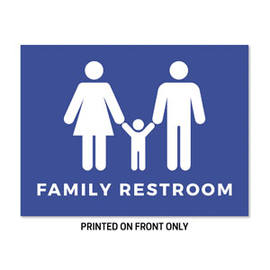 Family Restrooms Blue 23" x 17.25" Rigid Sign