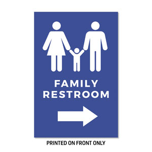 Family Restrooms Blue 23" x 34.5" Rigid Sign