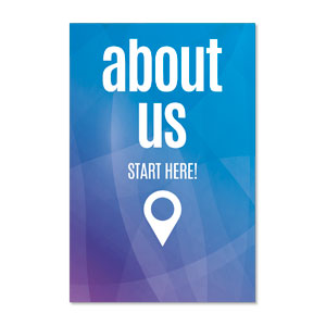 Bright Gradient About Us 23" x 34.5" Rigid Sign