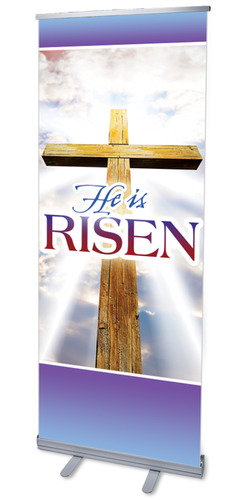 Banners, Easter, Rugged Risen Cross, 2'7 x 6'7
